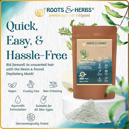 Neem & Fennel Instant Hair Removal Depilatory Powder With Spatula & Measuring Cup