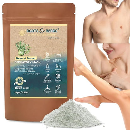 Neem & Fennel Instant Hair Removal Depilatory Powder With Spatula & Measuring Cup