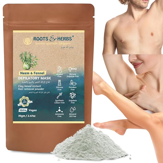 Neem & Fennel Depilatory Mask Clay Based & Mild Instant Hair Removal Powder (All Skin Types)