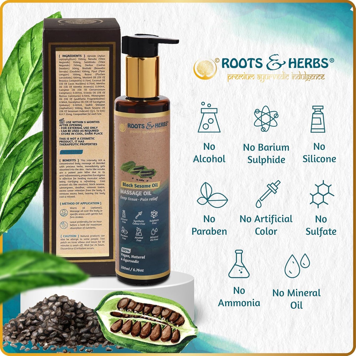 Black Sesame Oil Deep Tissue, pain Relief Massage Oil