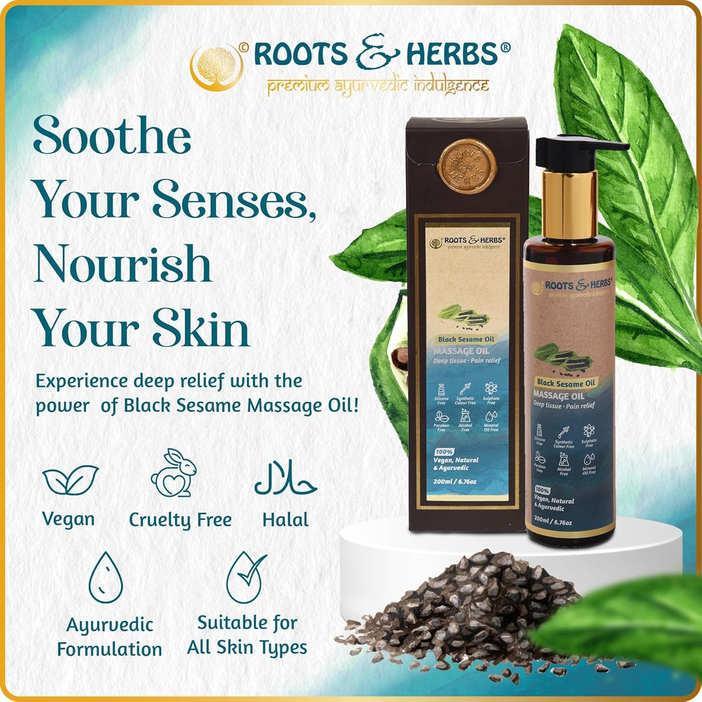 Black Sesame Oil Deep Tissue, pain Relief Massage Oil