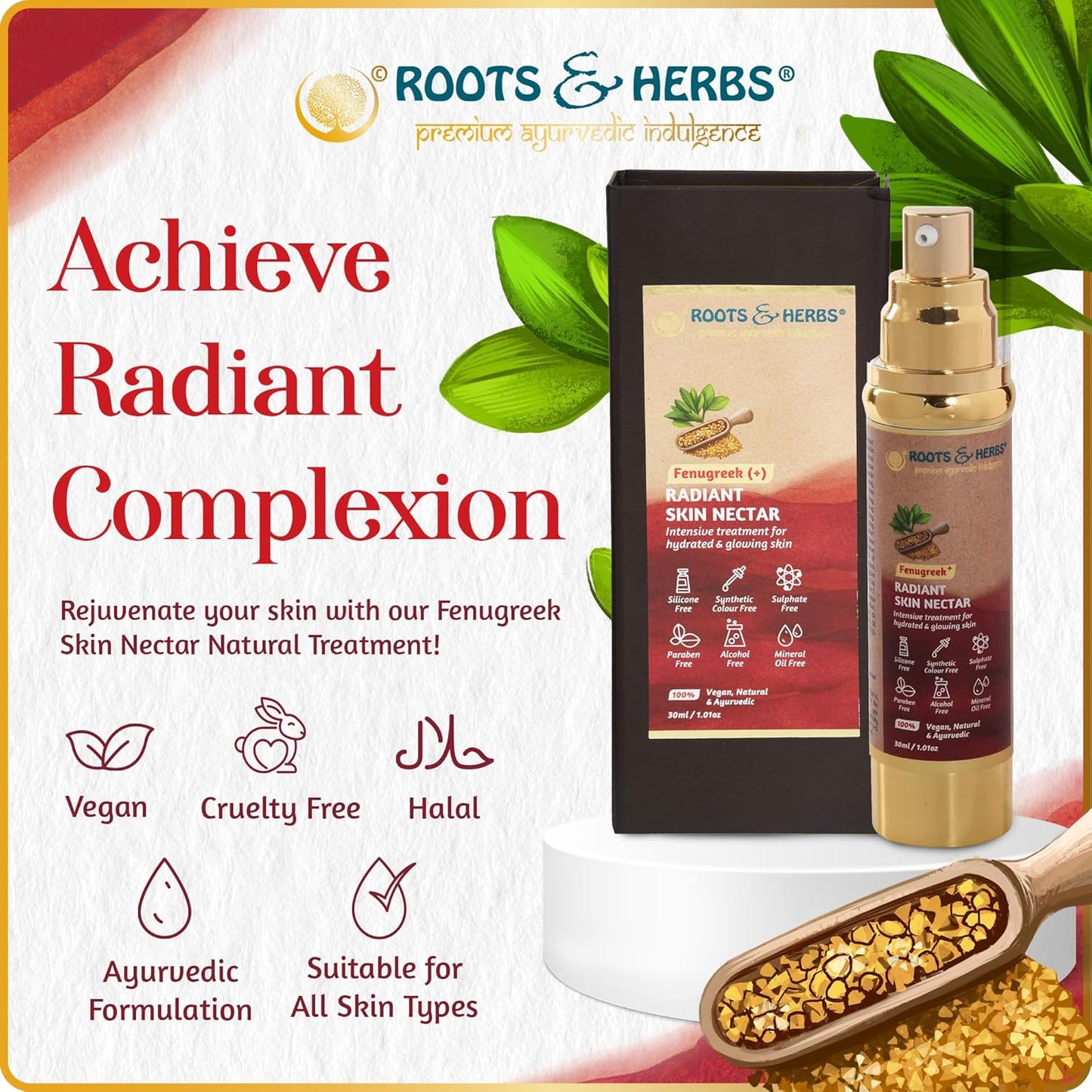 Fenugreek Radiant Skin Nectar Intensive Treatment for Hydrated & Glowing Skin (oily -combination Skin)