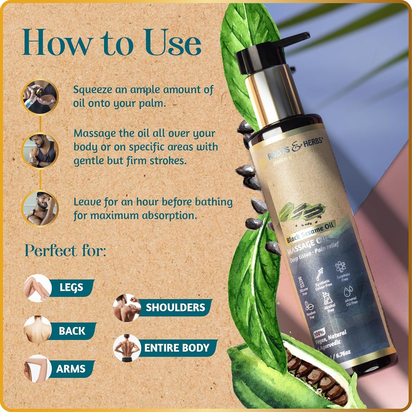 Black Sesame Oil Deep Tissue, pain Relief Massage Oil