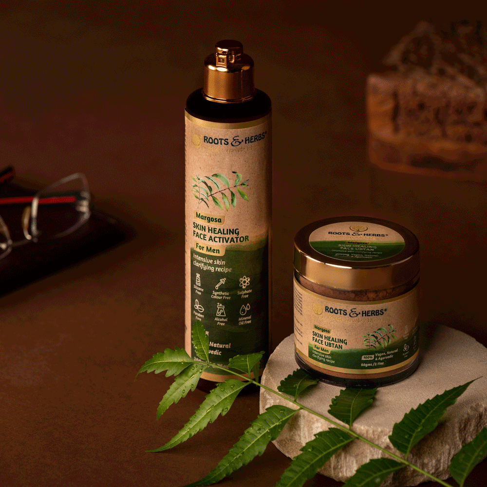 Margosa Skin Healing Kit acne cure for Men (Ubtan & Activator Bundle) (oily -combination Skin)