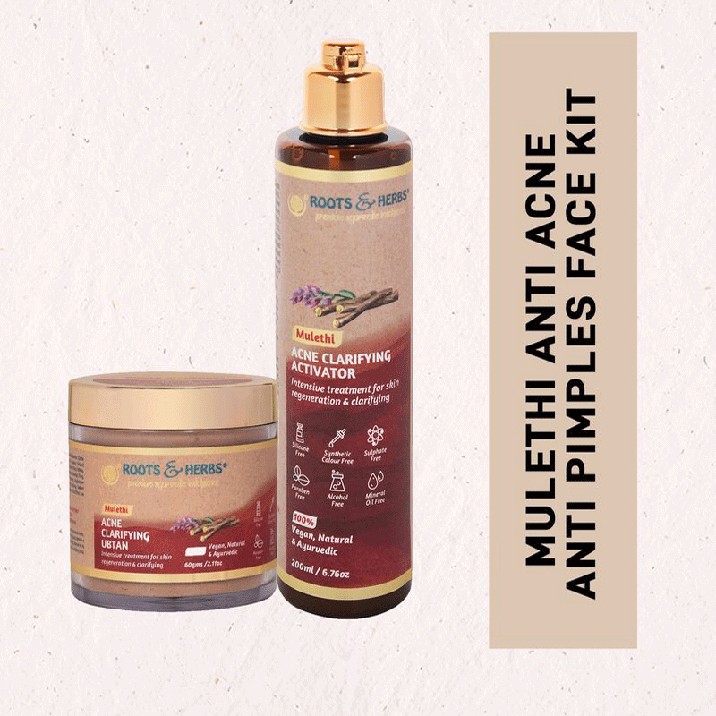 Mulethi Acne Clarifying Kit Intensive Treatment  (ubtan & Activator Bundle) (oily -combination Skin)