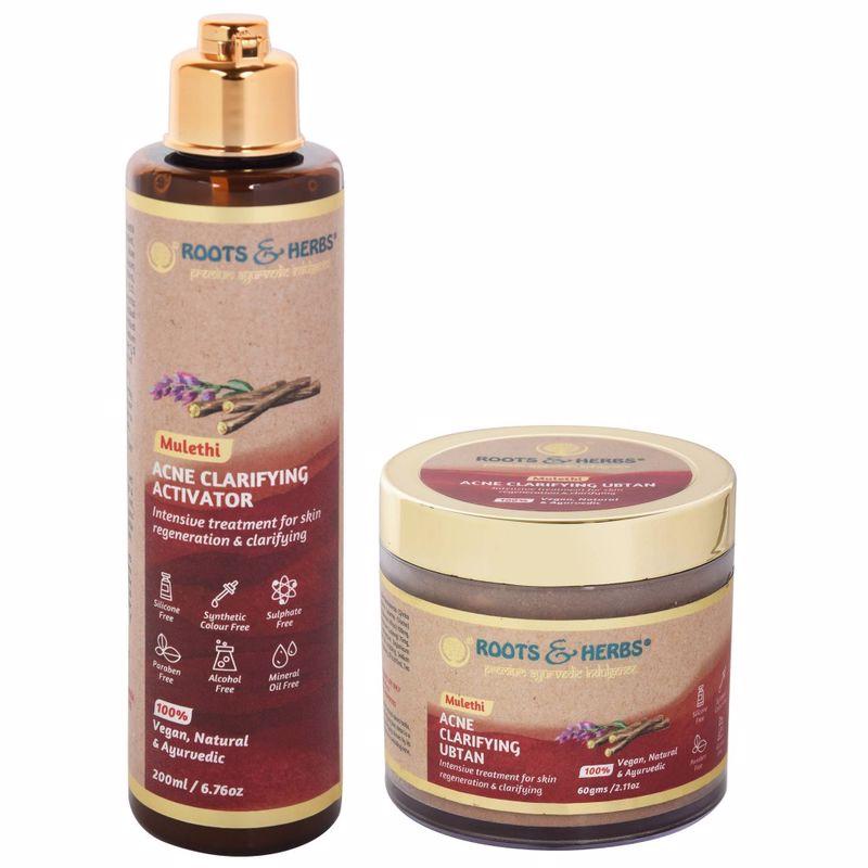 Mulethi Acne Clarifying Kit Intensive Treatment  (ubtan & Activator Bundle) (oily -combination Skin)