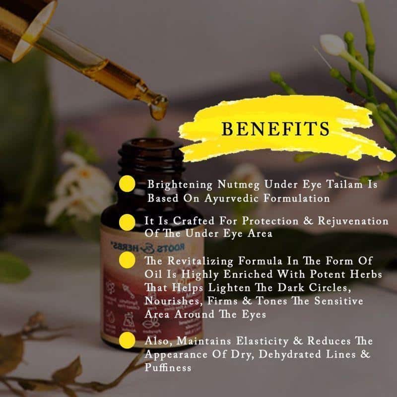 Nutmeg Under Eye Tailam Intensive Treatment for Dark Circles & Fine Lines (all Skin Types)