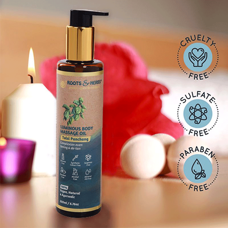 Tulsi Panchang Luminous Body Massage Oil  Even Toning & De-tan (all Skin Types)