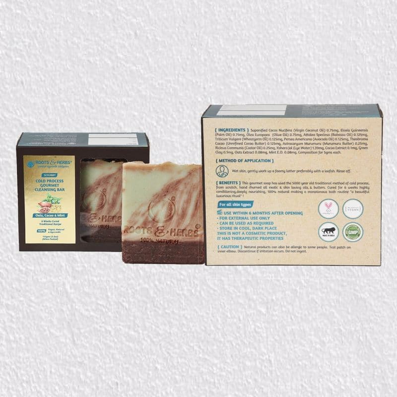 Scrubby Oats, Cacao & Mint (cold Process Gourmet Soap) 6 Weeks Cured Traditional Recipe Handmade Soap