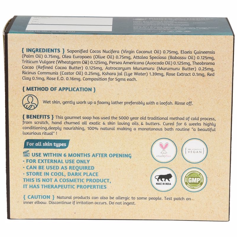 Cleansing Red Clay & Damask Rose (cold Process Gourmet Soap ) 6 Weeks Cured Traditional Recipe Handmade Soap