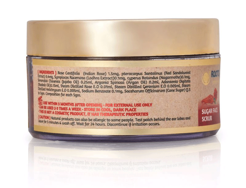 Indian Rose & Red Sandalwood Sugar Face Scrub Luxurious Polish for Silky Smooth Glass Skin (all Skin Types)