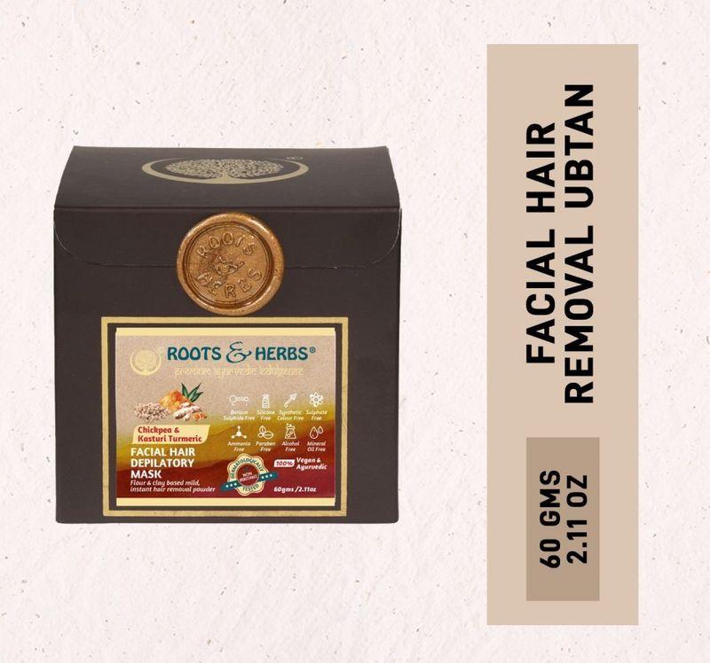 Chickpea & Kasturi Turmeric Facial Hair Depilatory Instant & Painless Facial Hair Removal Clay Powder (all Skin Types)