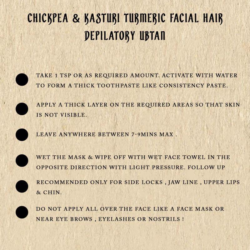 Chickpea & Kasturi Turmeric Facial Hair Depilatory Instant & Painless Facial Hair Removal Clay Powder (all Skin Types)